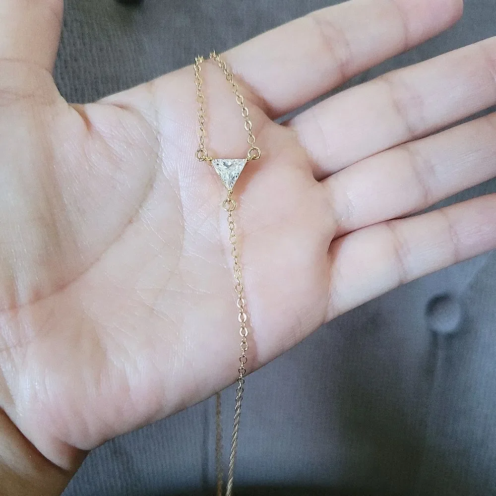 Silver🤍 Wren🪶 Cubic Zirconia💎 & Gold💛 Filled Bar Y-Necklace